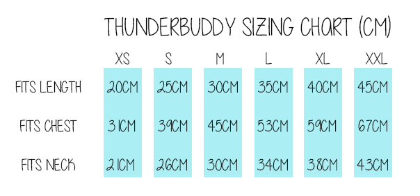 THUNDERBUDDY SIZE CHART