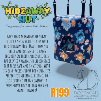 hideaway hut bed for marmosets and sugar gliders